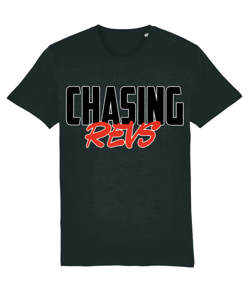 Chasing Revs red logo tee