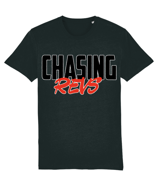 Chasing Revs red logo tee